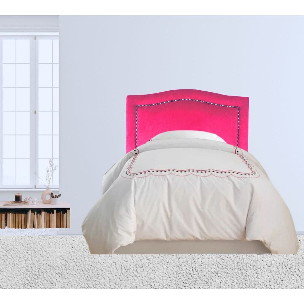 Cabeceira Provençal Solteiro Onda com Tachas Veludo Pink