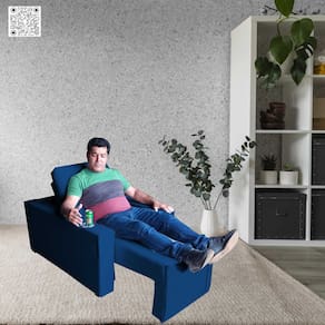 Poltrona Imperial Com Assento Retratil Eletrica Suede Conforto Modernidade e Requinte Marinho