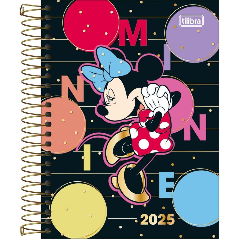 Agenda Espiral Diária 11,7 x 16,4 cm Minnie 2025 Tilibra 4664