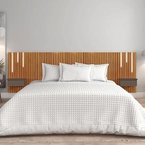Cabeceira King Paris Ripado Quarto 2 Mesas Com Gaveta E Led Naturale/platinum Naturale/platinum