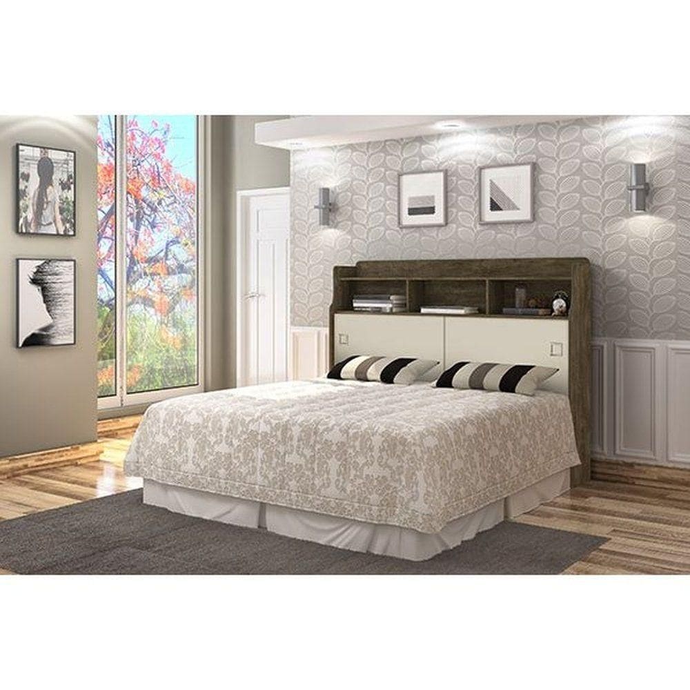 Cabeceira Jéssica Casal 1,38cm Castanho/off White - Cambel