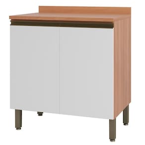 Balcão Bárbara 800mm Com Tampo 2 Portas Freijó E Branco