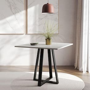 Mesa De Jantar Mônaco 90cm Branca Base Preta - Cor: Branco