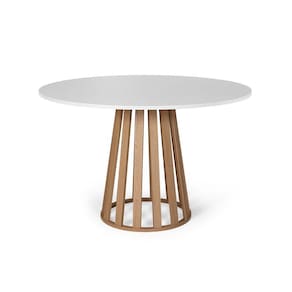 Mesa De Jantar Redonda 4 Lugares 90cm Gabi Branco/jade - Straub Web