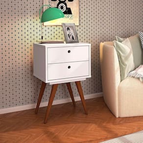 Mesa Cabeceira Retro 50 Branco Mdf/mdp 42cm Olivar - Cor: Branco