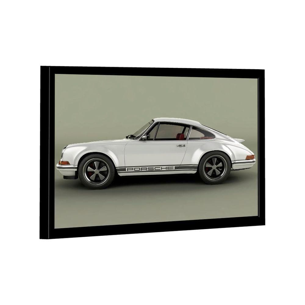 Quadro Porsche 911 Branco Metálico Lado -- Br Artes