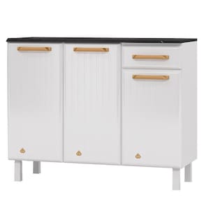 Balcão De Cozinha De Aço Triplo Telasul Diamante Smart C/ Tampo Bco