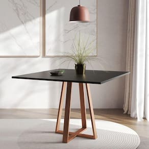 Mesa De Jantar Mônaco 110cm Tampo Preto Pés Cobre - Cor: Preto