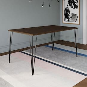 Mesa De Jantar Elen Retangular Tampo De Madeira 140x80cm Amêndoa - Cor: Marrom