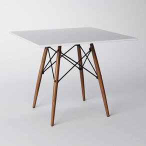 Mesa De Jantar Eiffel Quadrado Tampo De Madeira 90cm Branco - Cor: Branco