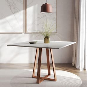 Mesa De Jantar Mônaco 110cm Tampo Branco Pés Cobre - Cor: Branco