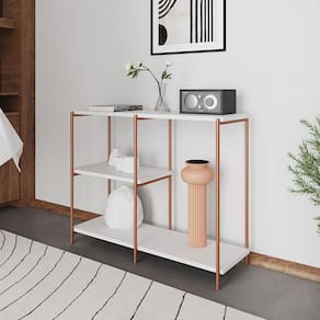 Aparador Industrial Artesania Cobre E Branco 95cm - Cor: Preto