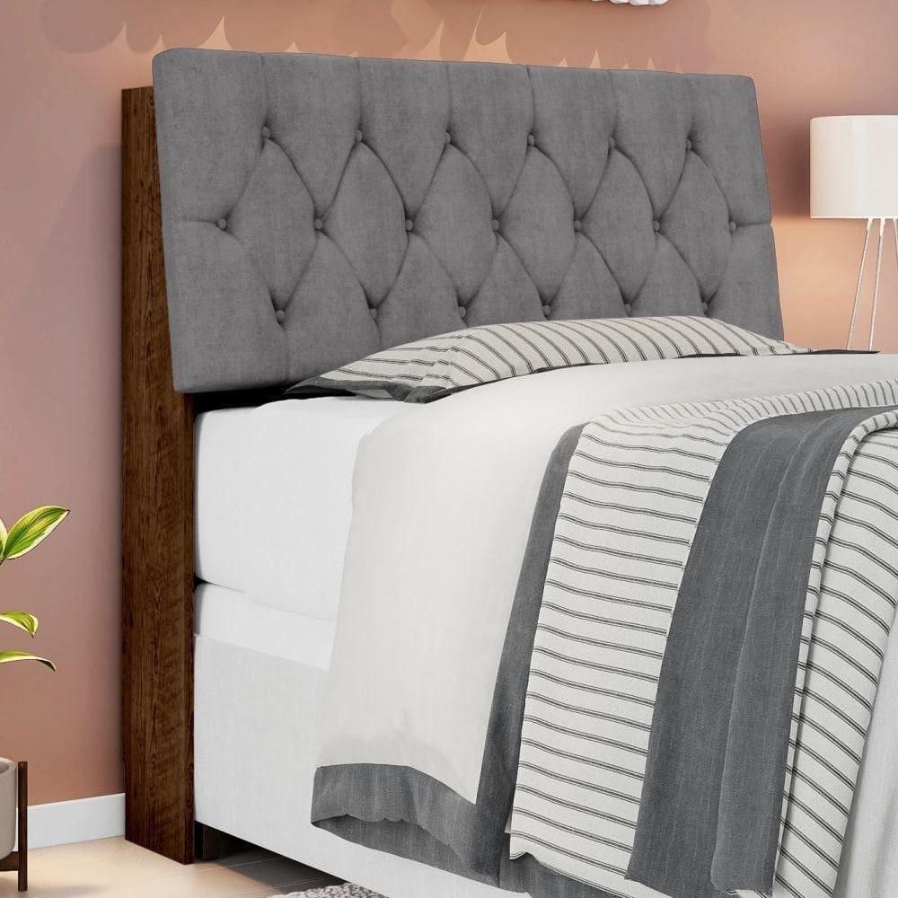 Cabeceira Casal Capitonê Malbec Cinza