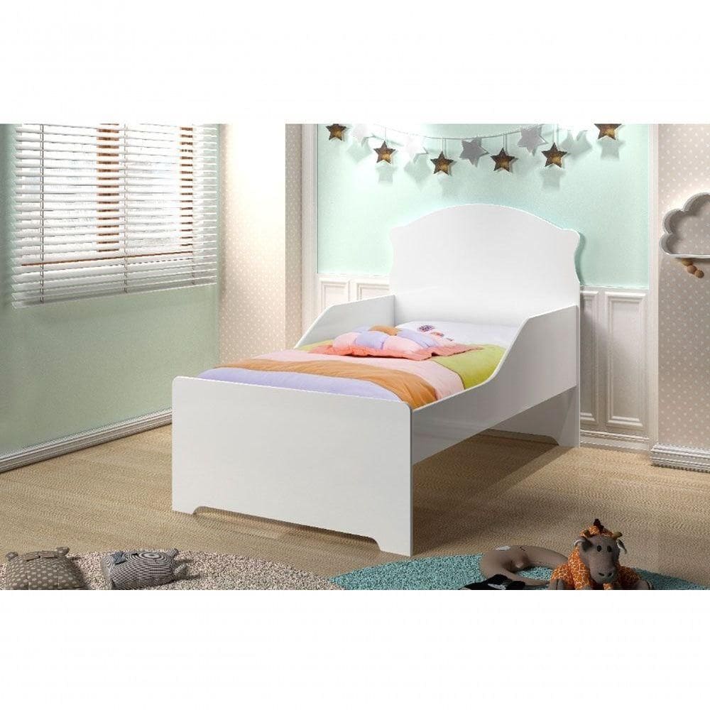 Cama Infantil Branco Clássica Com Colchão