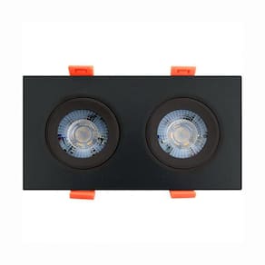 Spot Led Quadrado De Embutir Easy Duplo 10w Preto Bivolt Llum 6500k Luz Fria