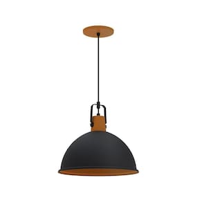 Lustre Pendente Taschibra Factory Cúpula M E27 Bivolt Preto Fosco