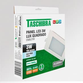 Painel De Led Quadrado Embutir 3w Bivolt Taschibra 6500k Luz Fria