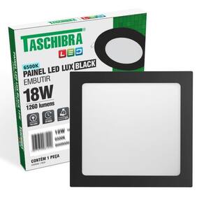Painel De Led Quadrado Embutir 18w Preto Bivolt Taschibra 6500k Luz Fria