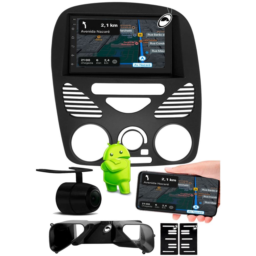 Multimidia 7" Polegadas Android Palio Fire G2 Siena Strada Weekend Com Ar CarPlay Wi-Fi + Câmera de Ré