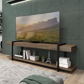Rack Para Tv Habitat Madeirado E Tubos Pretos