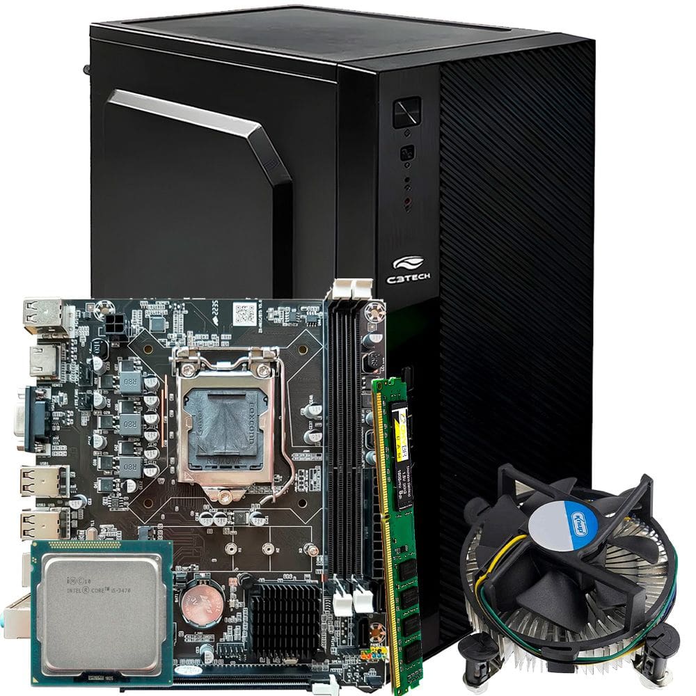 Kit Para Montagem de PC, Gabinete 31BK, Placa Mãe 1155 H61, Processador i5-3470 (3.40GHz ), Cooler, Memória 8GB DDR3
