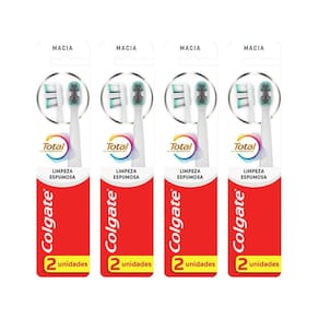 Kit 4 Escova Dental Colgate Total Limpeza Espumosa Suave 2 unidades