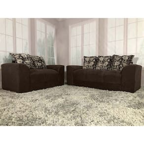 Sofá 2 e 3 Lugares Marrom com Floral 603/425 Porto
