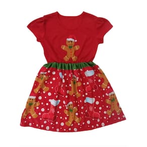 Vestido Infantil Temático Estampa Natal Biscoito