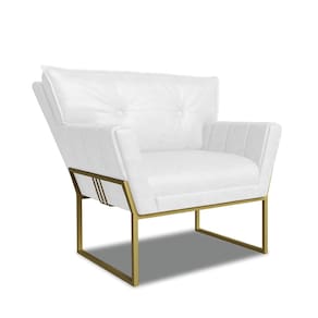 Poltrona Sala de Estar Industrial Dour Anitta Sintético PU Branco D03 - D`Rossi