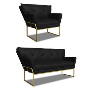 Namoradeira e Poltrona Industrial Dour Anitta Sintético PU Preto D03 - D`Rossi