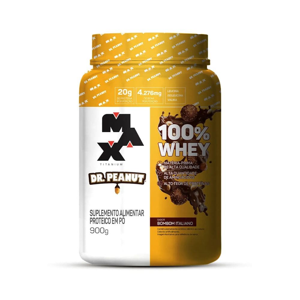 Whey Protein 100% Whey Dr. Peanut Sabor Bombom Italiano 900g Max Titanium