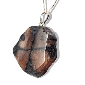 Colar Pedra da Cruz ou Quiastorita 25 a 30mm Prata 950