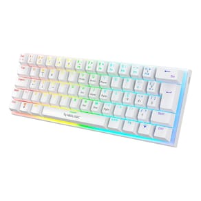Teclado Gamer Mecânico Neologic 60% Rainbow 61 Teclas Switch Blue Branco Cabo Tipo C - Preplr-Blue