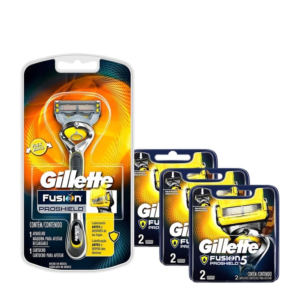 Kit Gillette Fusion Proshield Aparelho + Cargas 6 unidades