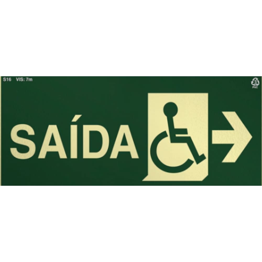 Placa Fotoluminescente S16-D Saída Acessível à Esquerda
