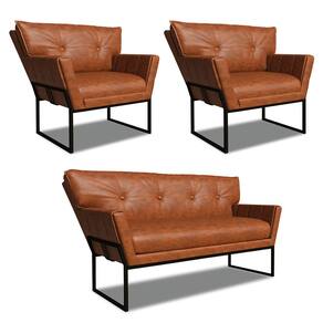 Namoradeira e 2 Poltronas Industrial Pto Anitta Sintét PU Nozes D03 - D`Rossi