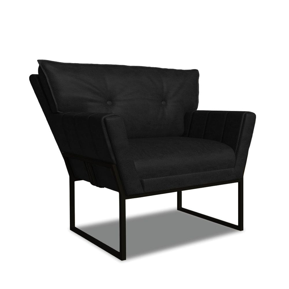 Poltrona Sala de Estar Industrial Pto Anitta Sintético PU Preto D03 - D`Rossi