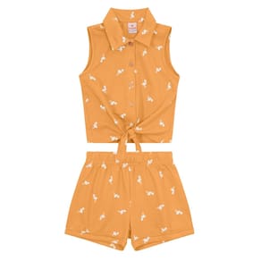 Conjunto Infantil Menina Cropped Malha Laranja - Brandili