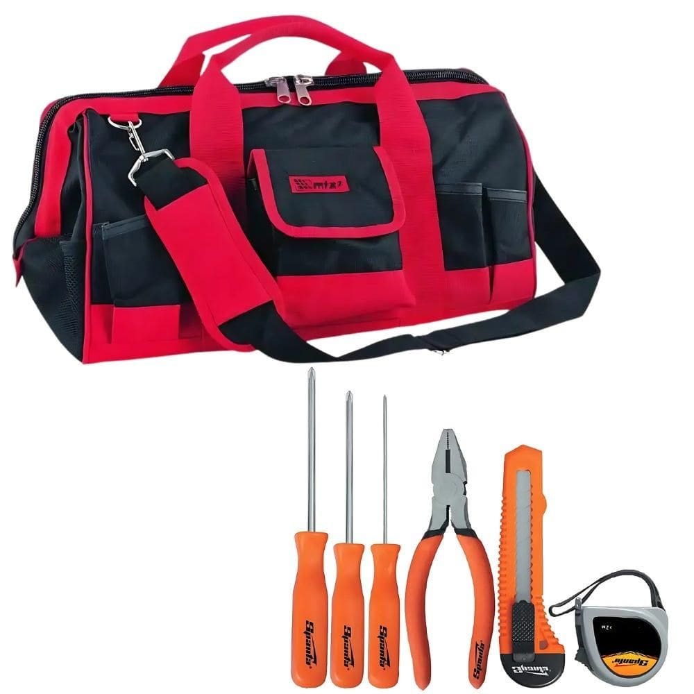 Kit Ferramentas com 6 Peças e Bolsa em Lona com 32 Bolsos SPARTA