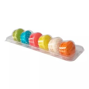 Embalagem Flip para Macarons e Mini Donuts c/ 6 Cavidades 100 Peças (Ideal para transportar 6 Macarons)
