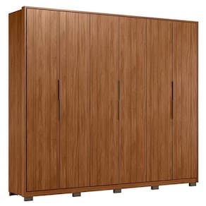 Guarda Roupa Casal Atrice 6 Portas Nogueira Touch Com Pés Demóbile