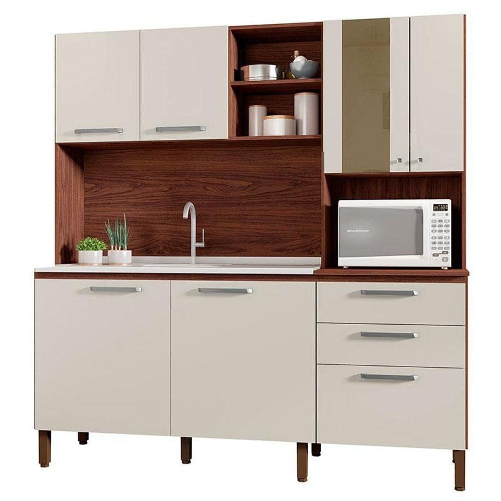 Kit Cozinha Mega Nogueira Off White - Kits Paraná