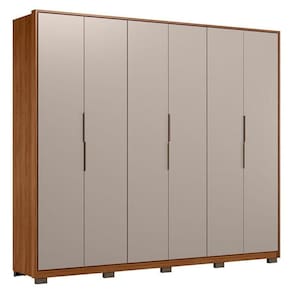 Guarda Roupa Casal Atrice 6 Portas Nogueira Nude Prime Tx Com Pés Demóbile - Demartêz