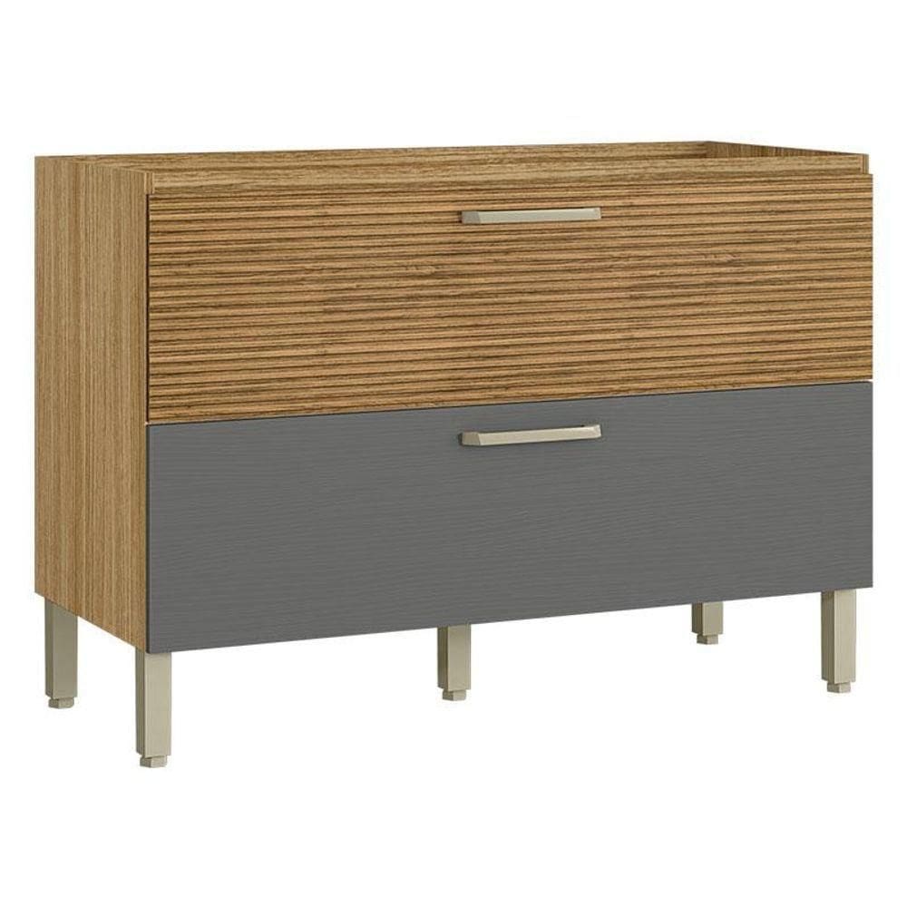 Balcão De Pia Ametista 1 Porta Basculante 1 Gaveta 120 Cm Freijó Gris Ripado - Kits Paraná