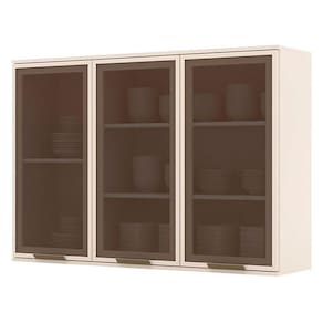 Armário Aéreo 3 Portas De Vidro 120 Cm Connect Off White - Henn