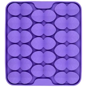 Comedouro Lento e Tapete de Fuçar com Ventosas Quadrado Folha - ROXO