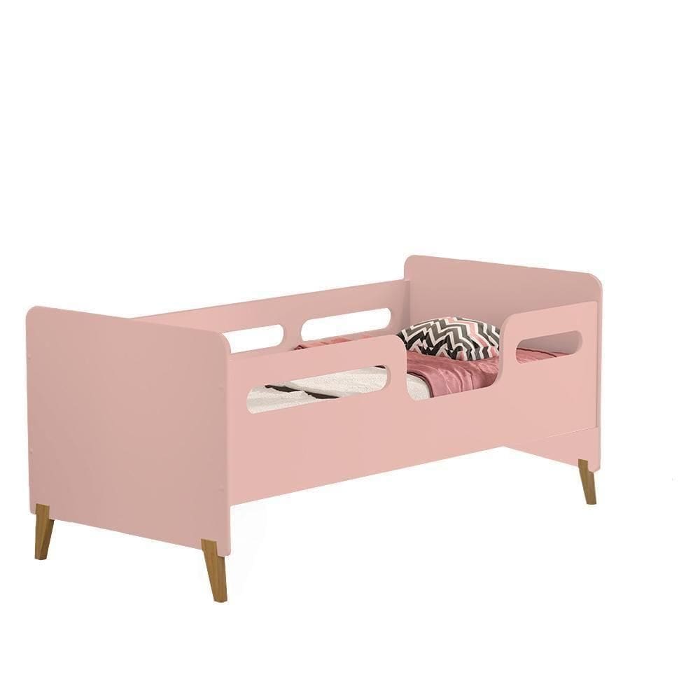 Cama Infantil Cecilia Com Grade Proteção Rosa