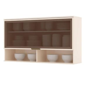 Armário Aéreo 1 Porta Basculante De Vidro 120 Cm Connect Off White - Henn