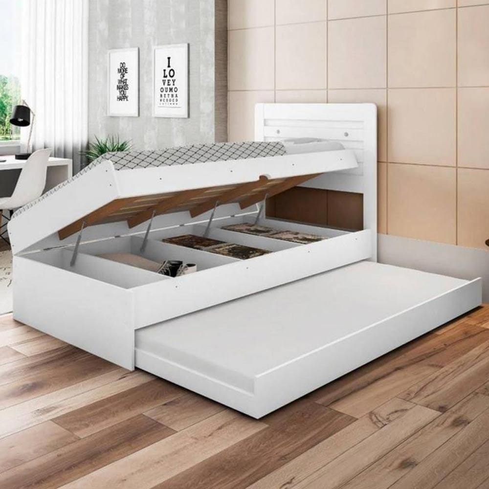 Cama De Solteiro De Abrir E Fechar 100% Mdf Branca Larissa Framar