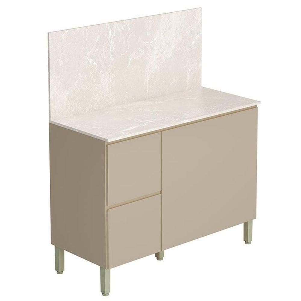 Balcão Para Cozinha Art Vanilla Com Tampo Painel 120cm Travertino - Kits Paraná
